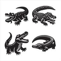 Crocodile silhouette icon graphic logo design vector