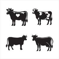 vaca silueta icono gráfico logo diseño vector