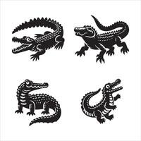 Crocodile silhouette icon graphic logo design vector