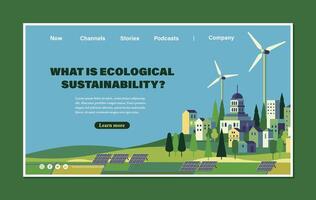 eco and green energy concept urban landscape landing page template vector