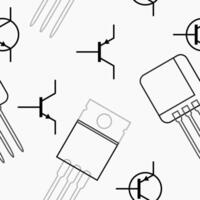 editable vectorizado contorno transistor ilustración símbolo sin costura modelo para creando electrónico o eléctrico relacionado antecedentes y decorativo elemento vector