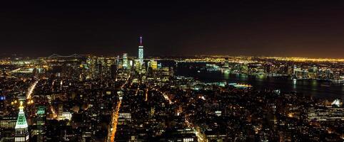 Aerial night view of Manhattan photo