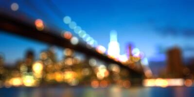 Blurred cityscape of New york city skyline by night photo