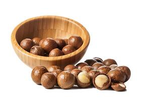 Close up of Macadamia Nuts isolated on white background photo