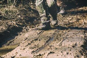 Brown military boots photo