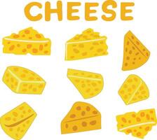conjunto queso comida amarillo, vector