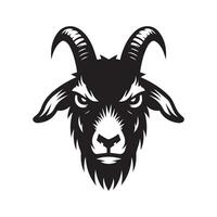 Goat Head - An angry goat face with a horn illustration vector