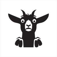 cabra - un asustado cabra cara ilustración en un blanco antecedentes vector