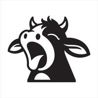a black and white A tired cow black face vector