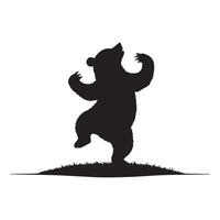 Bea dancing bear silhouette on a white background vector