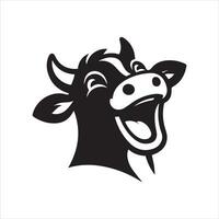 Bull Face Art - An exhilarated cow face illustration on a white background vector