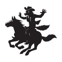 Wolf silhouette - a cowboy wolf riding a horse illustration on a white background vector