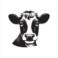 Bull Face Art - A relaxed cow face illustration on a white background vector