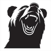 oso logo- riendo oso cara ilustración en negro y blanco vector
