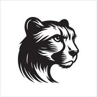 Cheetah Logo - A determined cheetah face illustration in black and white vector