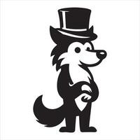 Wolf - a cute wolf wearing hat illustration on a white background vector