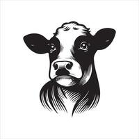 Cow Logo - A nostalgic cow face illustration in black and white vector