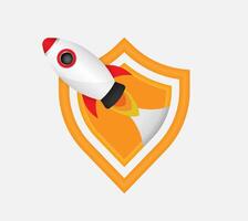 Rocket illustration with security symbol for represent first and modern security and cyber protection vector