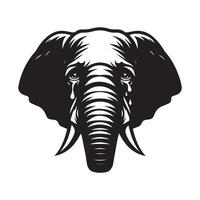 Elephant - Sorrowful elephant face illustration logo concept design vector