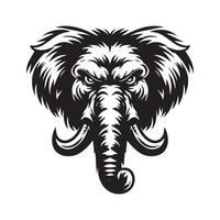 Elephant Logo - Angry elephant face illustration in black and white vector