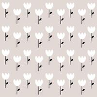 Hand drawn white flowers pattern on cream colors background vector