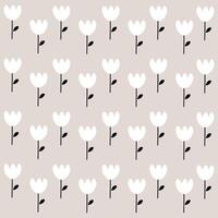 Hand drawn white flowers pattern on cream colors background vector