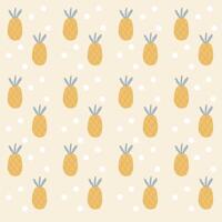 Hand drawn pineapple and white dots for summer pattern vector