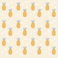 Hand drawn pineapple and white dots for summer pattern vector