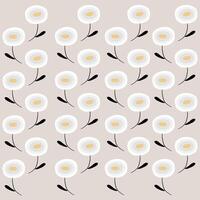 Boho flowers pattern, white flowers on cream color background vector