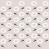 Boho flowers pattern, white flowers on cream color background vector