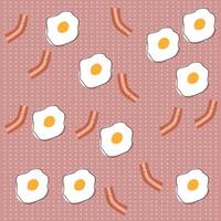 Egg and Bacon pattern on pink background with dot pattern. Breakfast pattern, pastry pattern for wallpaper, surface design and fabric pattern vector