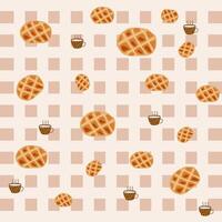 Waffle and coffee pattern. Pastry pattern for wallpaper, surface design and fabric pattern vector