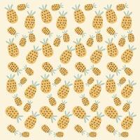 Cute pineapple pattern, summer fruit pattern on pastel yellow background vector