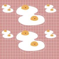 Egg pattern on pink background with grid pattern. Breakfast pattern for wallpaper, surface design and fabric pattern vector