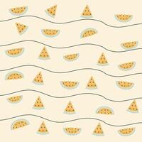 Hand drawn yellow watermelon slice pattern with pastel color vector