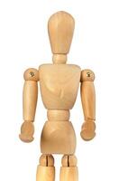 Wooden dummy that brings something with his hands forward photo