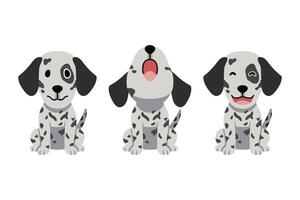 Set of cartoon character cute dalmatian dog vector