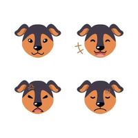 conjunto de personaje perro caras demostración diferente emociones vector