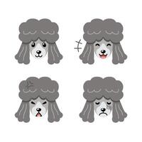 Set of character cute poodle dog faces showing different emotions vector