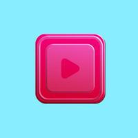 play icon pink color 3D illustration vector