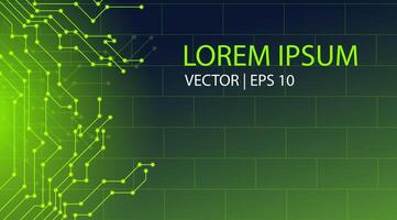 Digital technology circuit board concept on the green-black background. futuristic computer technology, Big data visualization, network connection, and digital communication concepts. EPS 10 vector