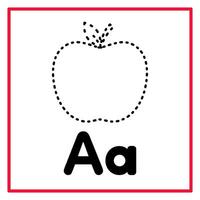 tracing apple alphabet Aa illustration vector