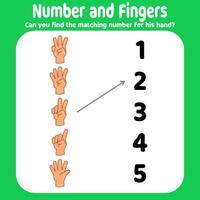 number and finger matching illustration vector
