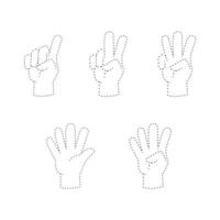 hand sign tracing set illustration vector