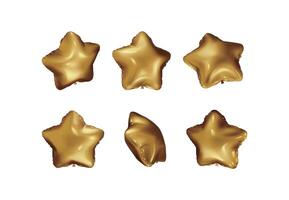 Set of golden star balloons from different angles vector