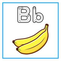 Tracing alphabet with fresh banana illustration vector