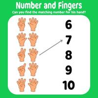 number and finger matching illustration vector