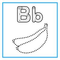 tracing alphabet B with trace banana illustration vector