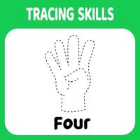 Tracing a four hand sign vector