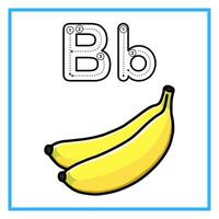 tracing alphabet with ripe banana illustration vector